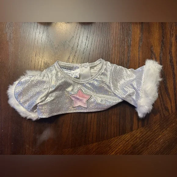 Build a Bear Workshop Pink White Rock Star Diva Outfit Fur Shimmer RARE HTF BABW - Picture 3 of 3